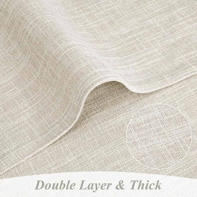 SHACOS Washable Cloth Placemats Set of 4, Double Layer Thick Non Slip Heat Resistant Place Mats, Stain Resistant Faux Linen Modern Farmhouse Table Mats, Ivory