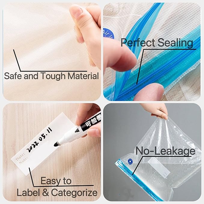 Sous Vide Bags-BPA-Free Reusable Vacuum Seal Bags for Food Storage Food Freezing safe Reseal Vacuum Storage Bag for Sous Vide Cooking-HOMYLAND 13.4 * 10.2(Large 18pcs)