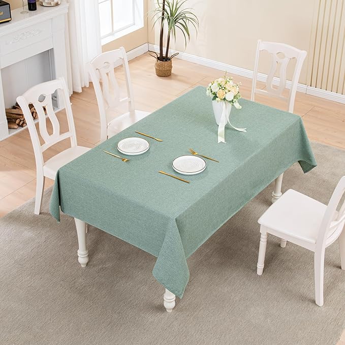 BALCONY & FALCON Rectangle Tablecloth Washable Wrinkle Resistant and Water Proof Table Cloth Decorative Linen Fabric Tablecloths for Dining Parties Kitchen Wedding Outdoor (Light Aqua Green, 55x70)