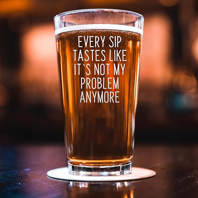 Every Sip Premium 16 oz Beer Pint Glass, Laser Engraved Beer Pint for Retirement, Custom Retirement Gifts, Lead-Free Beer Lover Gift