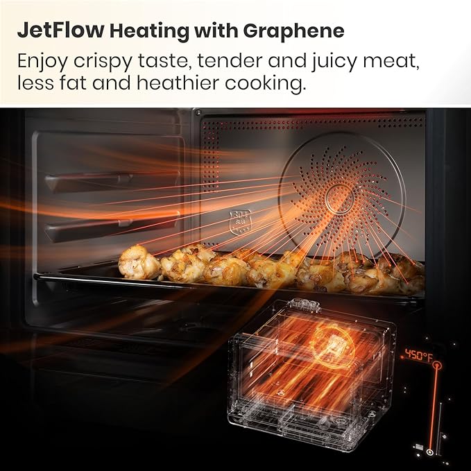 7-in-1 Steam Convection Oven Countertop with Air Fry, Bake, Sous Vide, Ferment, Built-in Recipes | Anti-Scalding, Self Clean, Food-grade Stainless Steel Cavity & Accessories | 1500W