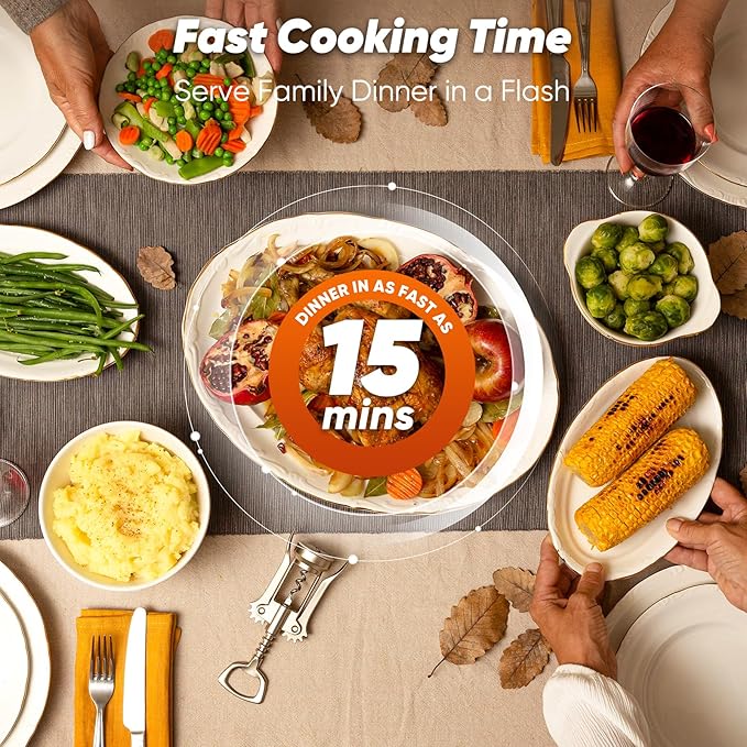 Nuwave Bravo Pro Convection Air Fryer Toaster Oven Combo, 2025 New and Improved, 10-in-1, 50°-450°F Temp Controls, Quick & Even Crisp Technology, 21Qt Capacity, Cream, PFAS Free