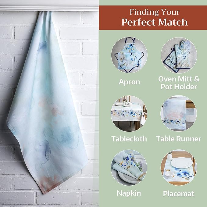 Maison d' Hermine Kitchen Towels Set of 2 100% Cotton 27.50" x 20" Reusable Cloth Tea Dish Towels Absorbent with Hanging Loop for Kitchen, Dining, Cocktail Parties Spring/Summer (Lazy Summer Days)