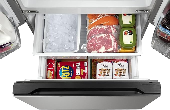 Hamilton Beach HBF1662 French Door Full Size Counter Depth Refrigerator with Freezer Drawer, 16.6 cu ft, Stainless