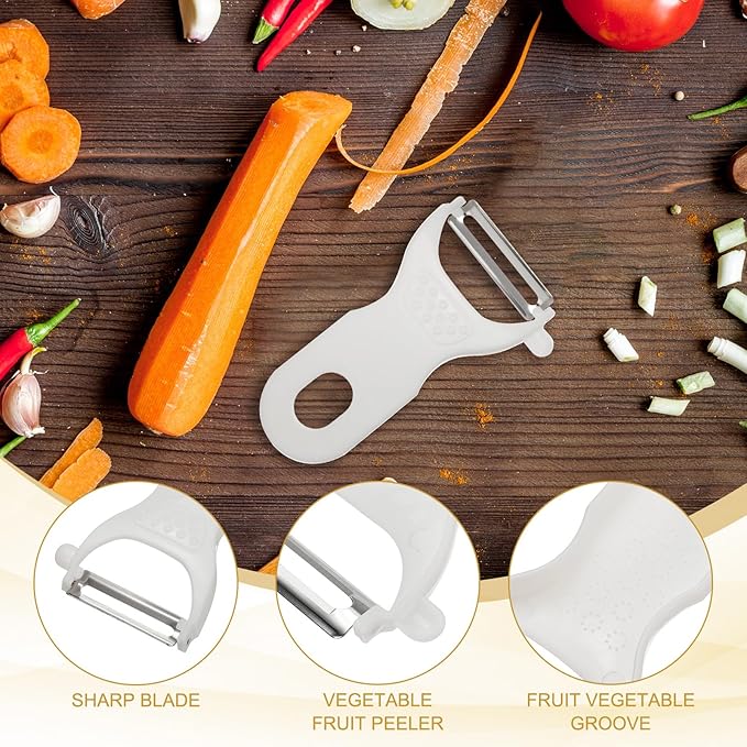 uxcell 2pcs Vegetable Peeler Set, 4.5 Inch Stainless Steel Potato Peeler for Apple Fruits White