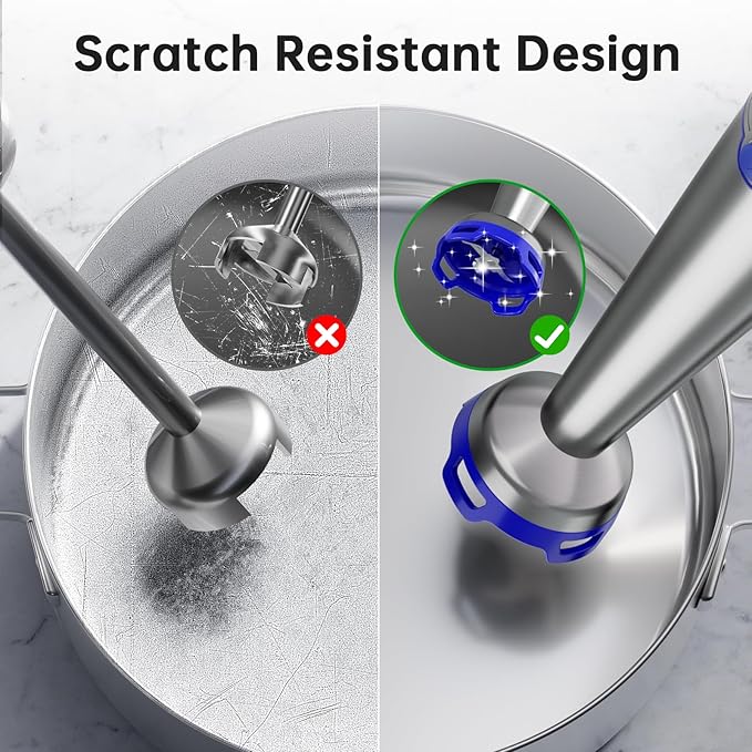 Immersion Blender Handheld Corded Hand Blenders Set 1100W, Trigger Variable Speed 5 in 1 Stick Emulsifier with Chopper, Whisk and Frother for Soup, Baby Food and Smoothies, Royal Blue