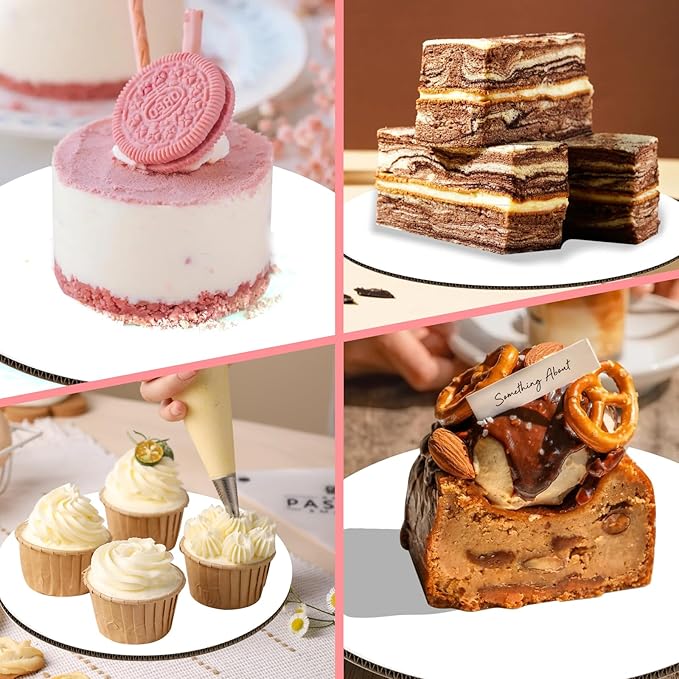 JCD 40 Pcs 9inch White Cake Boards,Cake Boards 9 inches Round,Food-graded Corrugated Cardboard Cake Rounds Ideal for Baking, Cake DIY, Dessert and Crafting(white, 9inch/40Pcs)