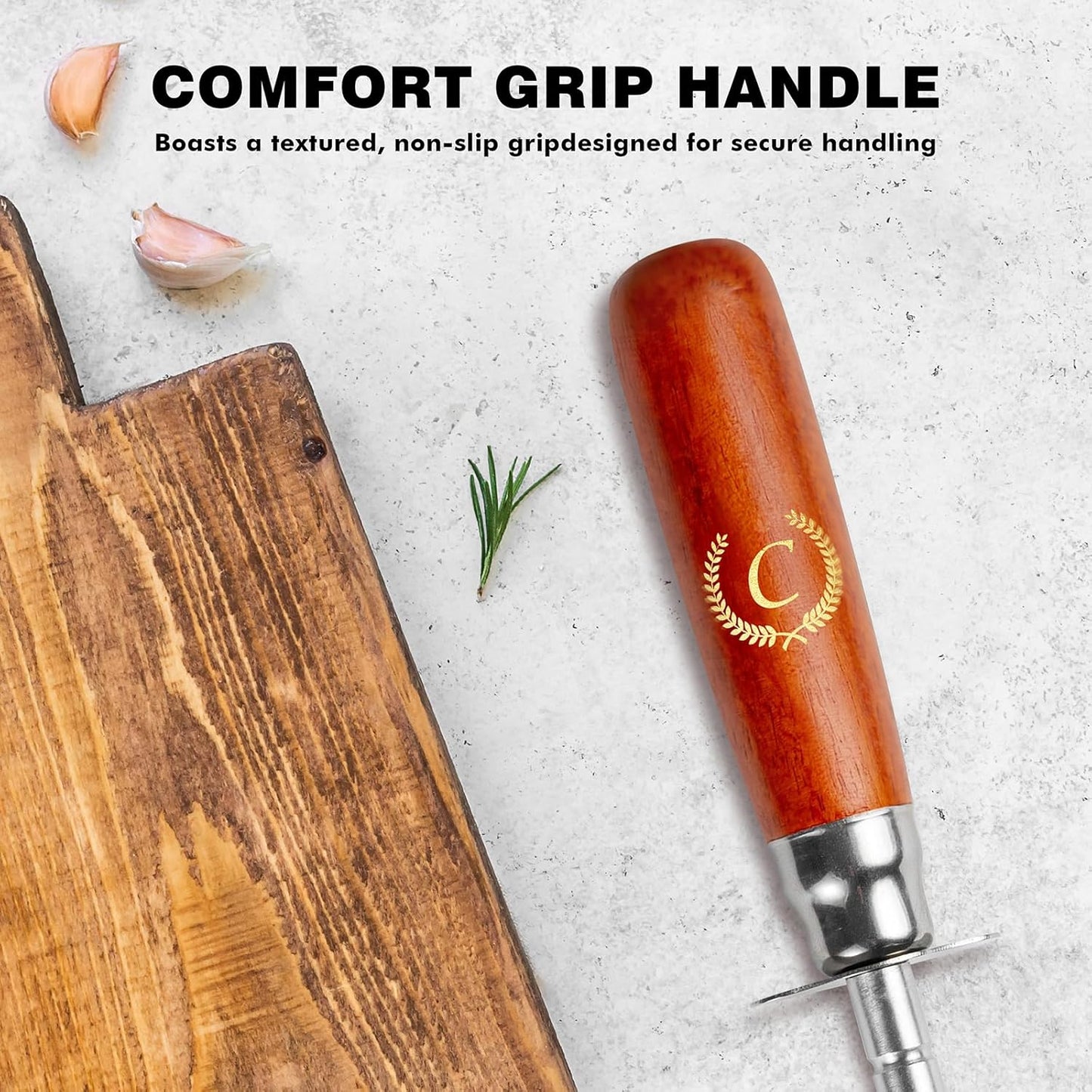 Knife Sharpener Rod, Kitchen Knives Sharpener Carbon Steel Professional Knife Sharpening Steel, Honing Rod with Hanging Holes (13 inches), C