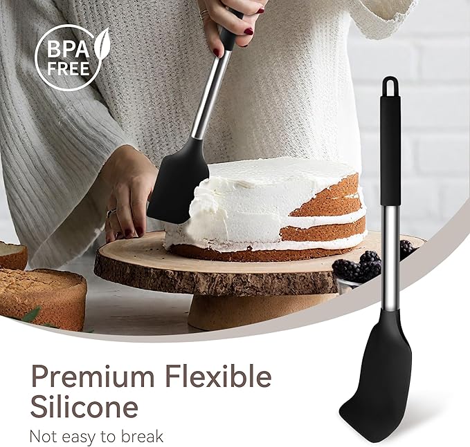 Silicone Cooking Utensils Set, 28 Pcs Kitchen Utensils Set for cooking, 446°F Heat Resistant Spatula Set, Food Grade Silicone and Stainless Steel Handle Kitchen Gadgets for Nonstick Cookware BPA Free