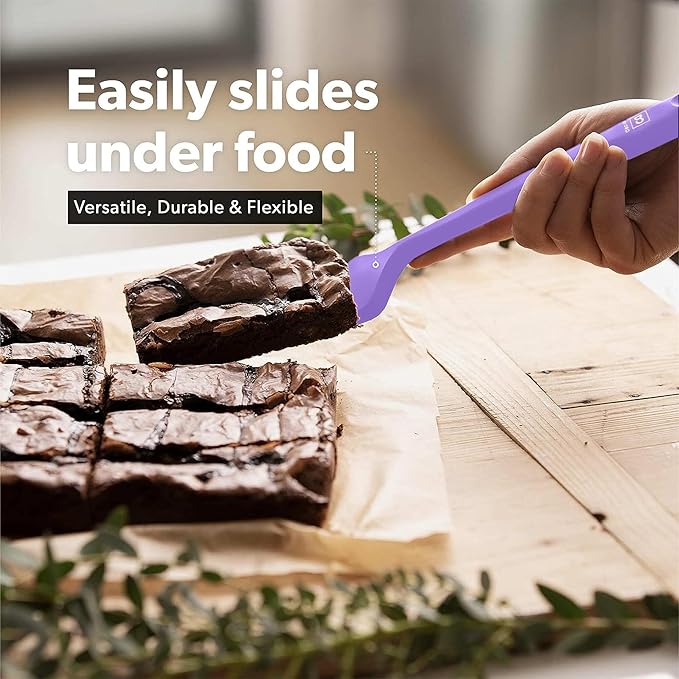 New DI ORO Silicone Turner Spatula Set - Kitchen Spatulas for Nonstick Cookware - Cooking Utensils for Flipping Eggs & Pancake - 600°F Heat-Resistant BPA Free Turners - Dishwasher Safe (4pc, Lavender)