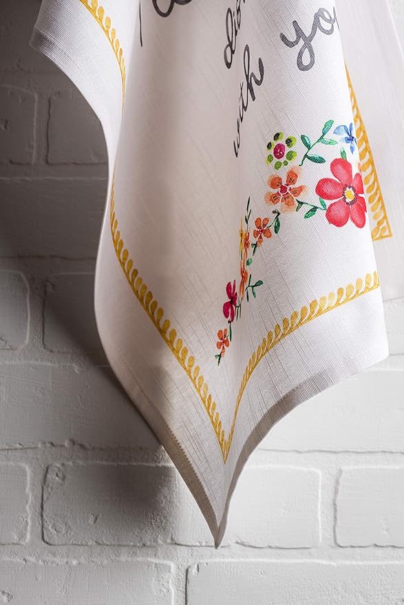 Maison d' Hermine Kitchen Towels Set of 3 100% Cotton 27.50" x 20" Reusable Cloth Tea Dish Towels Absorbent with Hanging Loop for Kitchen, Cocktail Parties Spring/Summer (Happy Florals - Sweety)