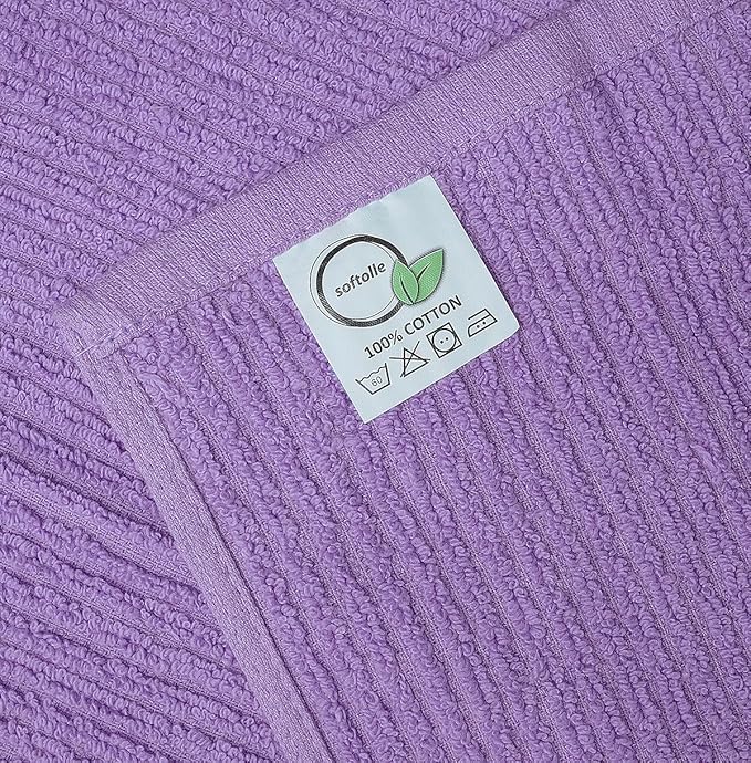 Softolle Bar Mop Towels, Pack of 12-16x19 Inches - 100% Cotton Super Absorbent Towels, Multi-Purpose for Home and Bar Cleaning (Purple)