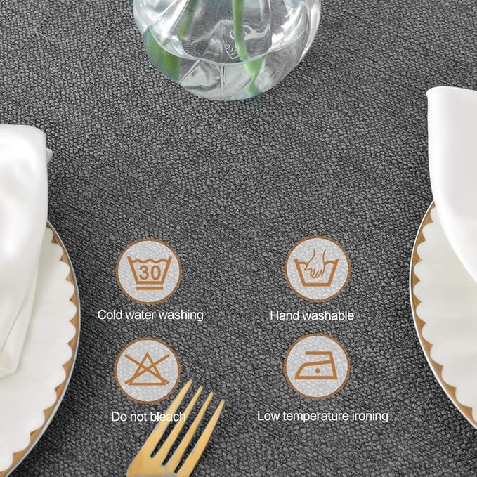 Table Cloth Rectangle Table Cover 47x63 Inches Faux Linen Wrinkle Free and Waterproof Dark Gray Rectangle Tablecloth for Kitchen Dining Party Buffet Wedding