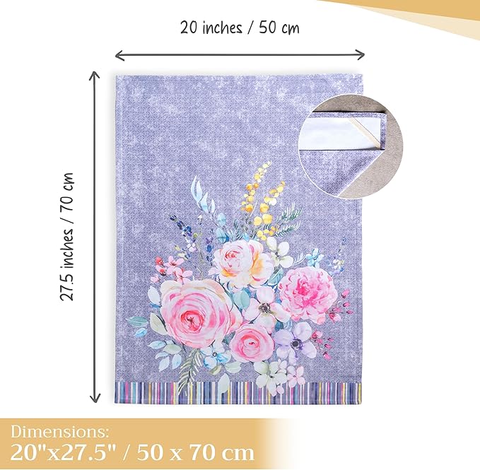 Maison d' Hermine Kitchen Towels Set of 3 100% Cotton 27.50" x 20" Reusable Cloth Tea Dish Towels Absorbent with Hanging Loop for Kitchen, Cocktail Parties Spring/Summer (Sweet Rose Lavender - Lush)