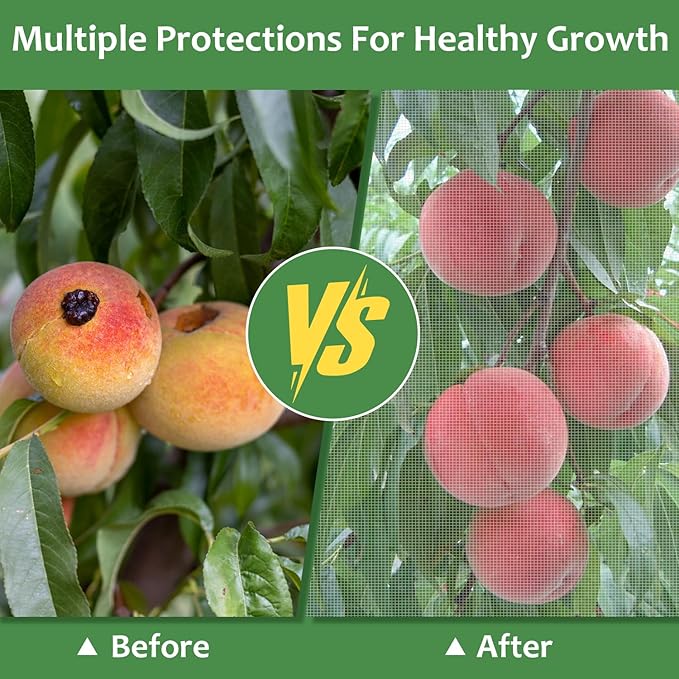 4PCS Netting for Garden Protection, BlueberryBush Netting Cover Insect Bird Barrier Mesh, TomatoProtective Cover with Drawstring Garden MeshNetting for Vegetables, Fruits, Trees, 2.7Ft x3.3Ft