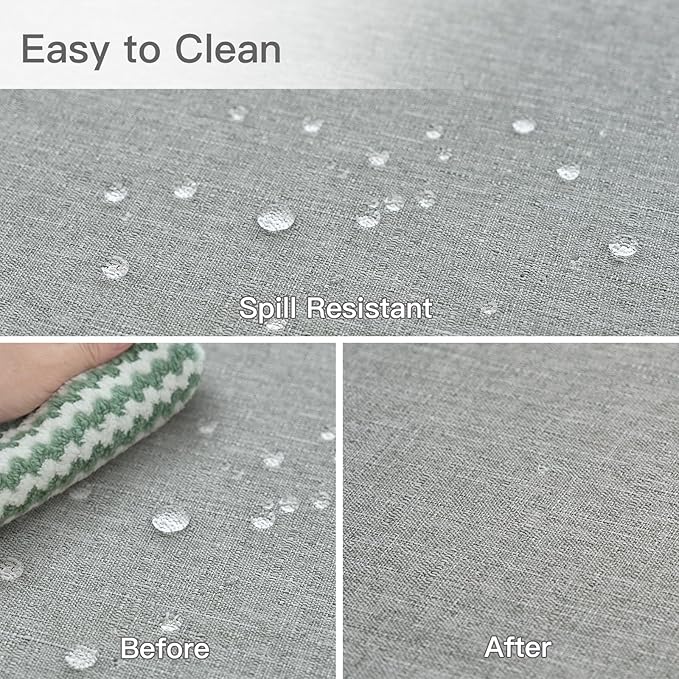 maxmill Rectangle Linen Textured Tablecloth Waterproof Spillproof Wrinkle Free Washable Fabric Table Cloth Kitchen Dining Tabletop Decoration Table Cover for Holiday Party, 52 x 70 Inch, Light Grey