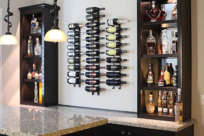Ultra Wine Racks Wall Mounted Label-Out Wine Racks (2 Feet 2 Deep, Matte Black, 12 Wine Bottles) - Modern Metal Wine Storage, for Home Bar, Kitchen, Dining Rooms, & Wine Cellars