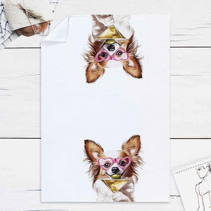 Cabana Bro Chihuahua Gifts Kitchen Towels, Chihuahua Gifts for Women Decorative Hand Towels for Bathroom, Funny Chichi Puppy Cocktail Tequila Drinking Dish Tea Towels for Kitchen, 16x24 Inch