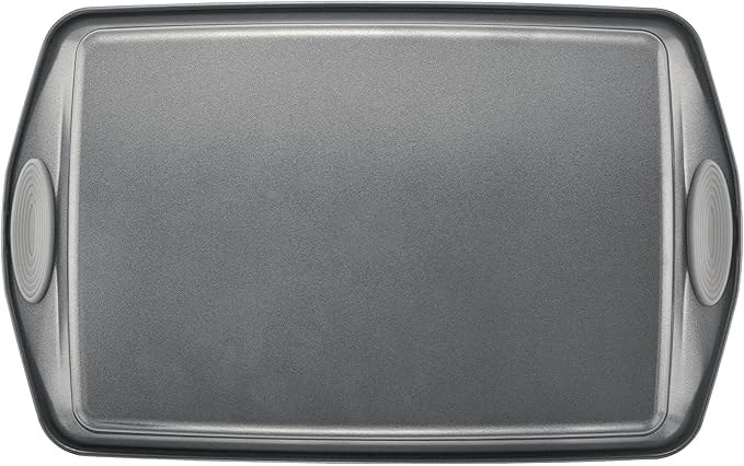 Rachael Ray Nonstick Bakeware Set with Grips, Nonstick Cookie Sheets / Baking Sheets - 3 Piece, Gray with Sea Salt Gray Grips
