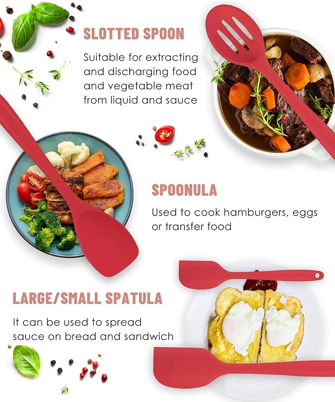 Kitchen Utensils Set-12 Pieces Silicone Cooking Utensils Set (Dishwasher Safe) 392°F Heat Resistant Spatula Set, Nonstick Cookware