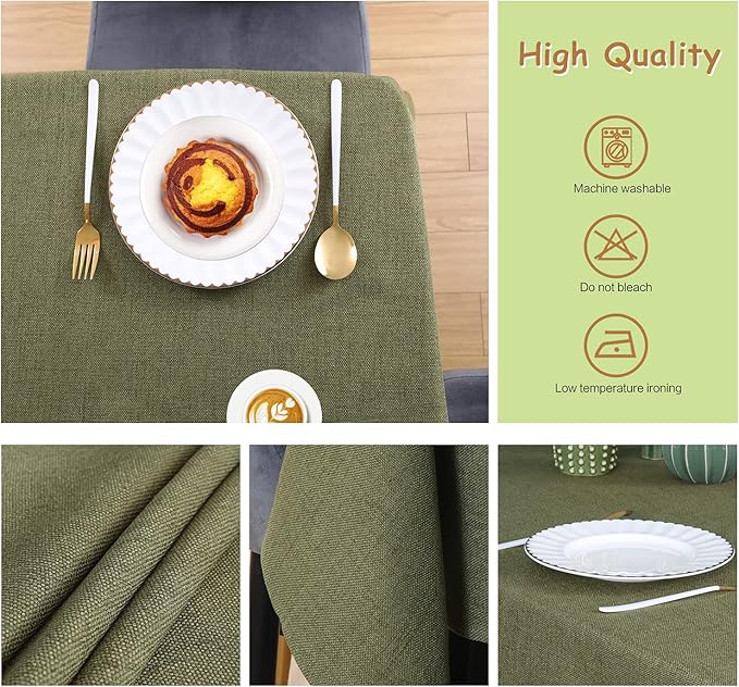 Table Cloth Rectangle Table Cover 47x63 Inches Faux Linen Wrinkle Free and Waterproof Moss Green Rectangle Tablecloth for Kitchen Dining Party Buffet Wedding
