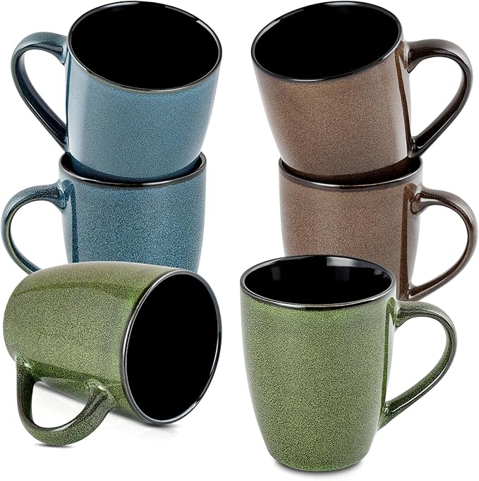 Ceramic Mugs 12oz,Large Ceramic Coffee Cups for Men, Women, Dad, Mom, Modern Coffee Mugs With Handle For Tea,Latte,Cappuccino,Cocoa. (green and blue 4pack)