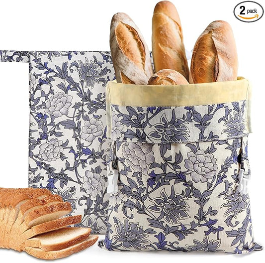 Reusable Bread Bags for Homemade Bread, 2 Pack XL Cotton Beeswax Bag for Sourdough, Beeswax Bags, Sourdough Storage Bag