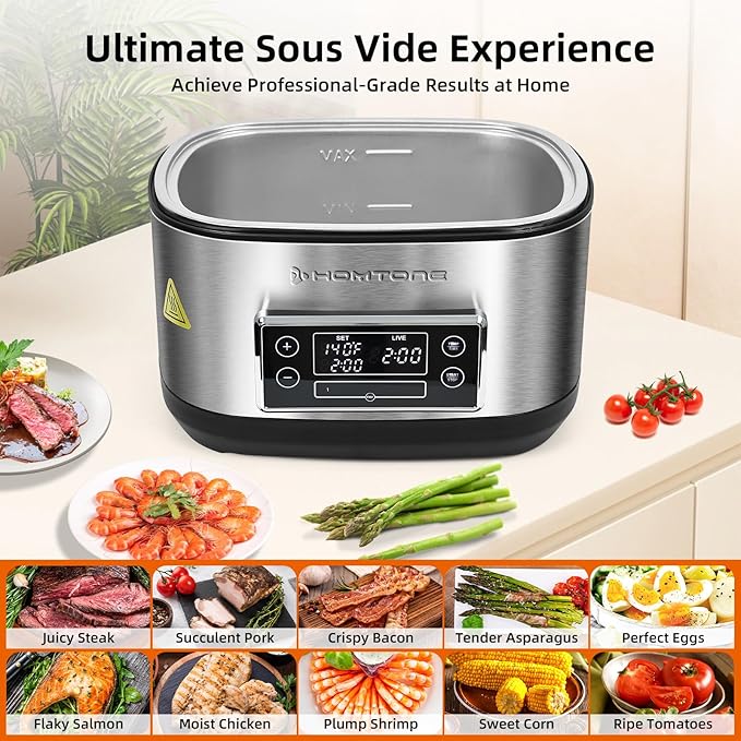 Homtone Sous Vide Cooker, 8 Quart Suveed Cooking Machine, Temperature Control Stainless Steel Sous Vide, Sous Vide Precise Cooker with Timer, Sousvide for Steak/Seafood/Poultry/Vegetables/Eggs