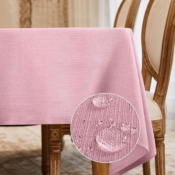BALCONY & FALCON Rectangle Tablecloth Washable Wrinkle Resistant and Water Proof Table Cloth Decorative Linen Fabric Tablecloths for Dining Parties Kitchen Wedding and Outdoor Use (Light Pink, 57x85)