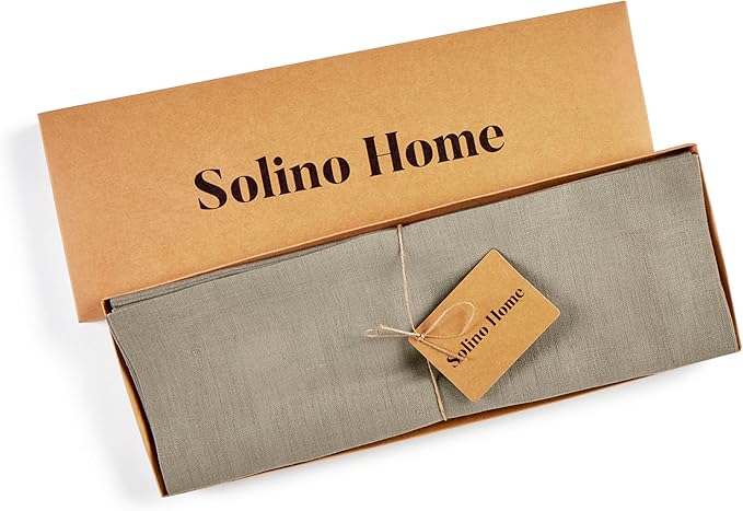 Solino Home Linen Placemats Set of 4 - Vintage Khaki Placemats 14 x 19 Inch - 100% Pure Linen Table Place Mats for Fall, Autumn, Thanksgiving - Fete