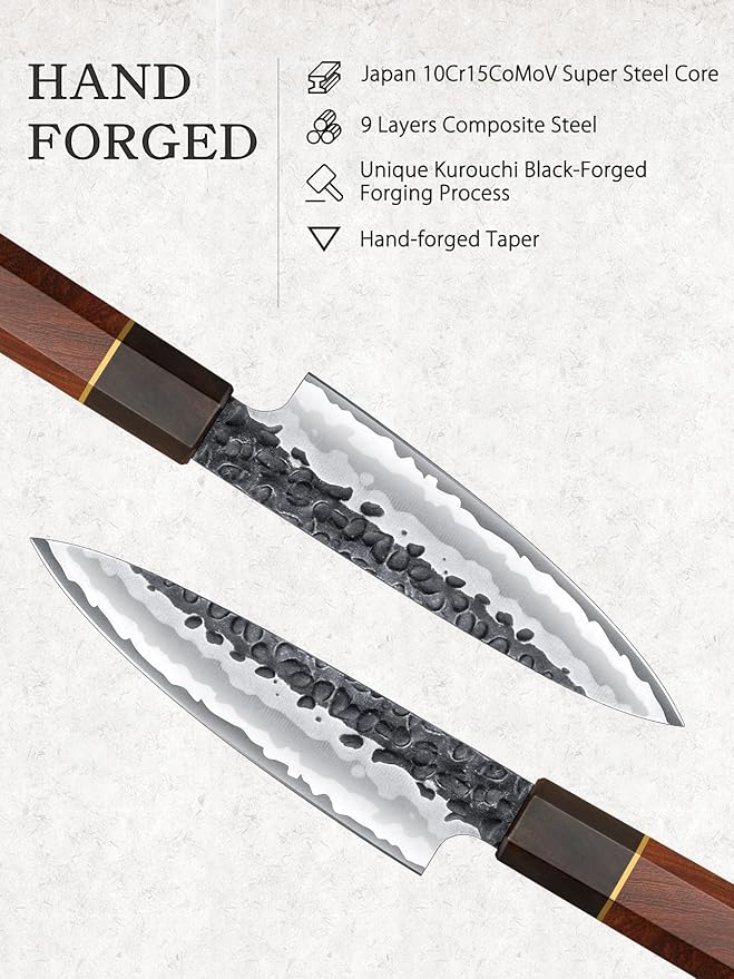 HOSHANHO 3 Pieces Knife Set, Professional High Carbon Steel Kitchen Knives Set, Ultra Sharp Japanese Chef Knife Set with Ergonomic Handle & Gift Box