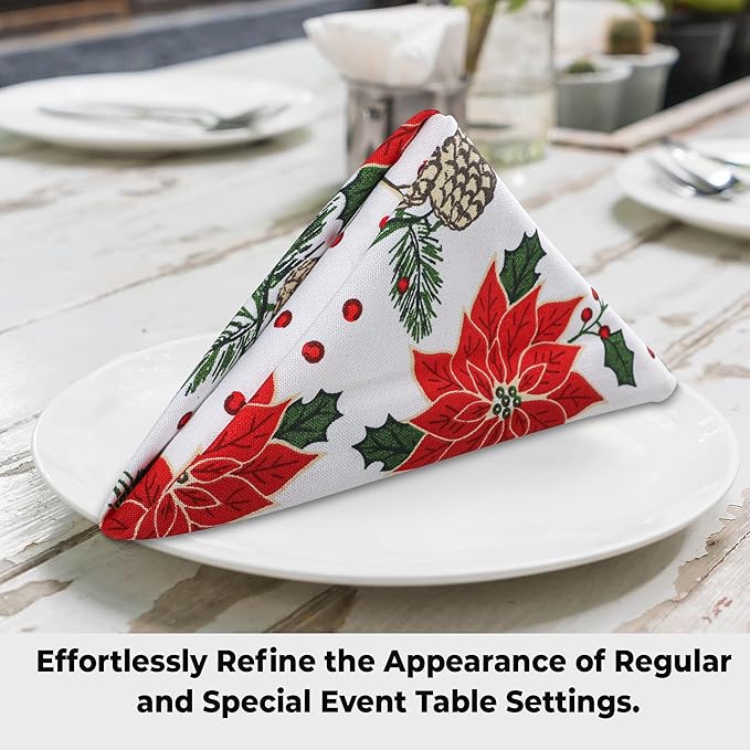 Urban Villa Christmas Dinner Napkins Set of 12 Pine Cone Print Cloth Napkins 100% Cotton Premium Quality 20x20 Inches Over Sized Cloth Napkins with Mitered Corners Durable Hotel Quality