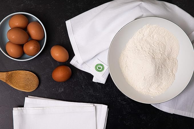 Organic Cotton Tea Towels - Blank Flour Sack Dish Towels - Perfect White Kitchen Towels for Embroidery and Crafts - 27"x27" (White - 5 Pack)