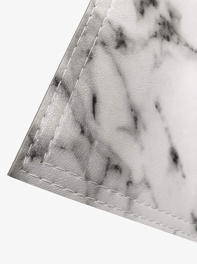 Marble Faux Leather PU Placemats, Set of 8, Easy to Clean, Heat & Stain Resistant for Conference Table,Dining Home Office Decor