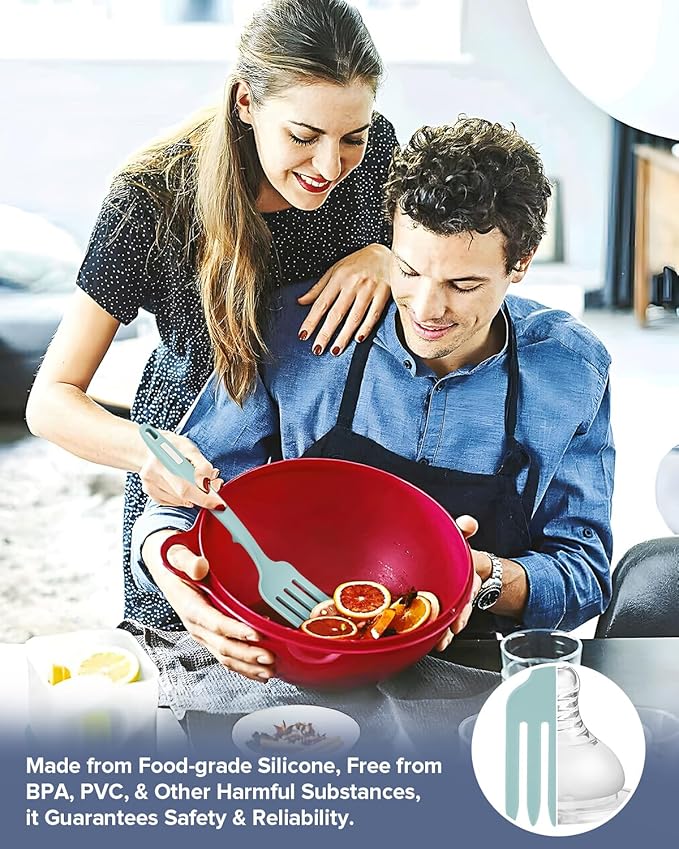 Silicone Flexible Long Handler, 11.6 Inch Heat Resistant Cooking Tool, Non Stick Mixer for Ingredients, Food Mash, Egg Whisk (GT)