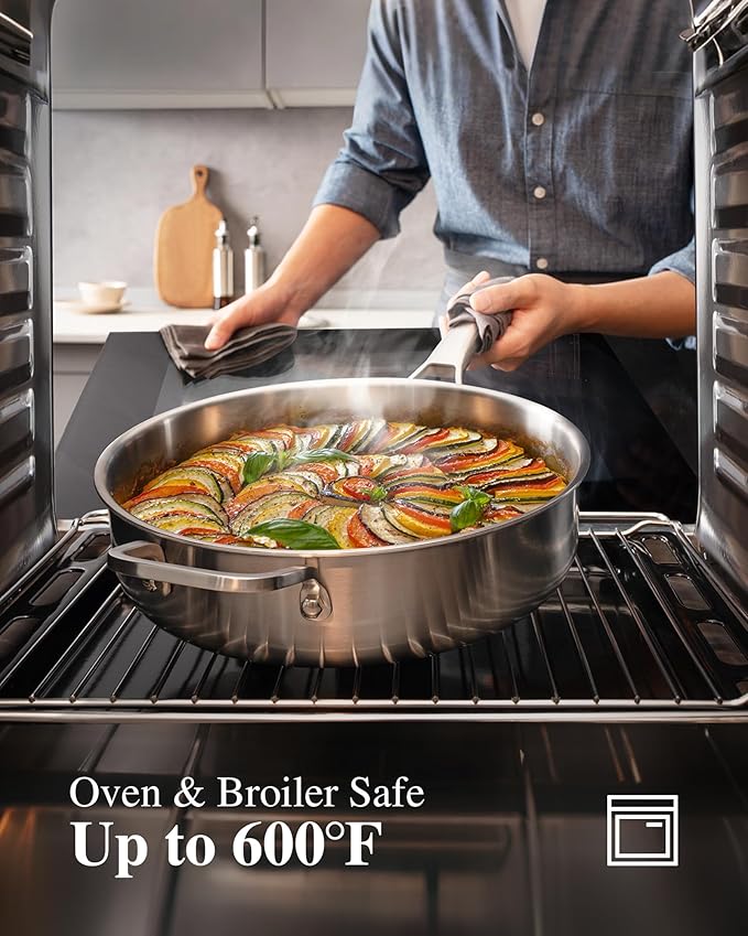 Stainless Steel Cookware Set,Tir-Ply Pots and Pans Set,13 Pcs Stainless Steel Induction Kitchen Cookware Sets,PFOA Free, Frying Pans,Saucepans,Saute Pan & Stock Pot,Compatible with All Cooktops