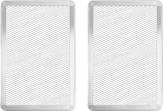 Pizza Screen 8 x 12 Inch 2 Pack Rectangular Aluminum Pizza Pan Restaurant-Grade Flatbread Screen Pizza Crisper Pan,Oven-Safe