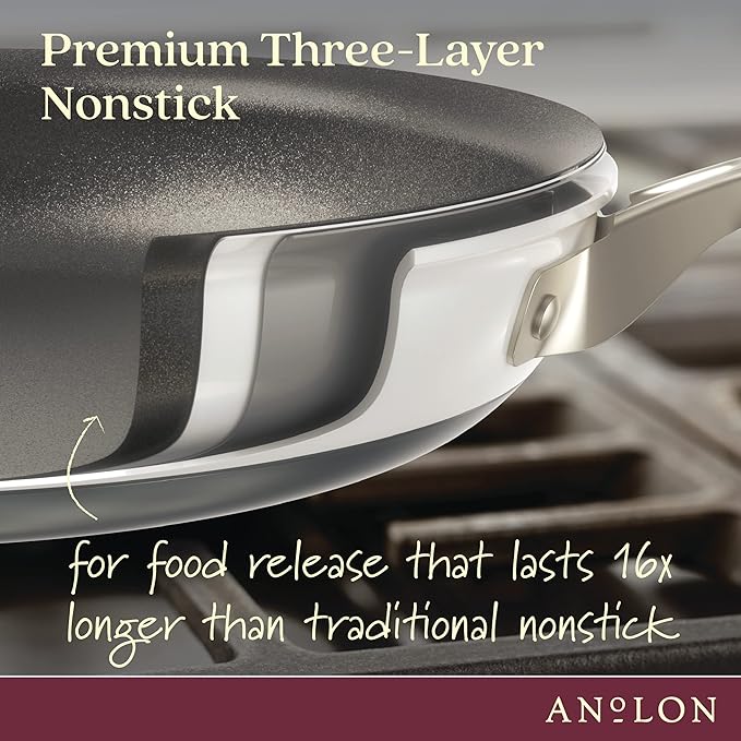 Anolon Achieve Hard Anodized Nonstick Saucepot with Lid, 4 Quart, Cream
