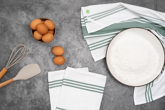 Sage Green Kitchen Towels - 100% Cotton, 6 Pack, 30"x20" Large Size Sage Tea Towels with Hanging Loop - Reusable and Washable Green Dish Towels - Lint-Free and Durable Sage Green Hand Towels