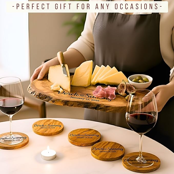 Personalized Olive Wood Cutting Board - Custom Engraved Charcuterie Boards, Housewarming, New Home, Gifts for Women, Friends, Wedding, Bridal Shower, Engagement, Christmas, Anniversary, Family