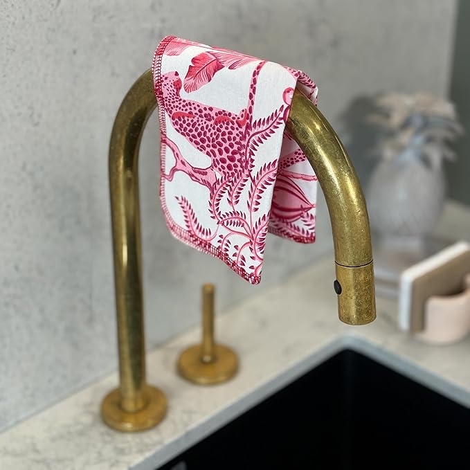 Reusable Paper Towels - 10 Pack - Roll of Washable Cotton Cloth Paper Towels - Paperless Reusable Napkins Cloth Washable - Absorbent + Long Lasting - Zero Waste Products - (Rosé Safari)