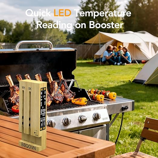 WIFI Wireless Meat Thermometer Unlimited Range 7 NIST Certified Accuracy Sensors Sub-1G(10X Stronger than Bluetooth)APP&Magnetic Smart Digital Base for BBQ,Oven,Smoker,Grill (2, black, small)