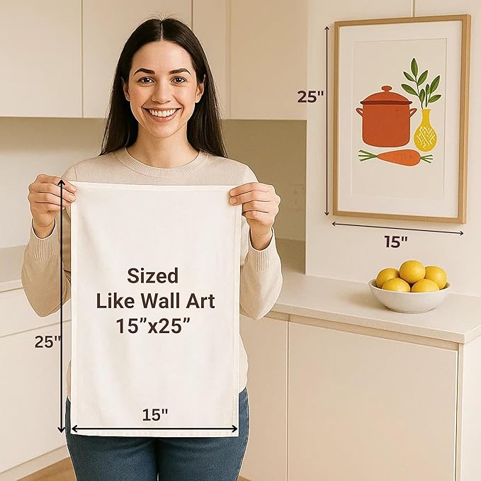 Flour Sack Towels | Tea Towel for Crafts| Kitchen Dish Cotton Blank Towel for Embroidery| Baking Bread Proofing Linen Cover| Thick Absorbent Quick Dry| 12 Pack 15"x 25" Natural