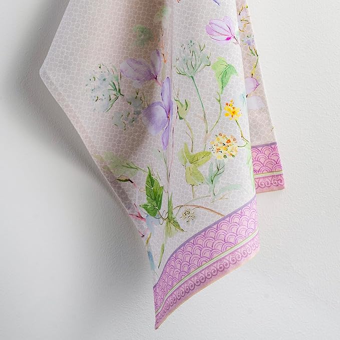 Maison d' Hermine Kitchen Towels Set of 2 100% Cotton 27.50" x 20" Reusable Cloth Tea Dish Towels Absorbent with Hanging Loop for Kitchen, Dining, Cocktail Parties Spring/Summer (Magnolia Mornings)
