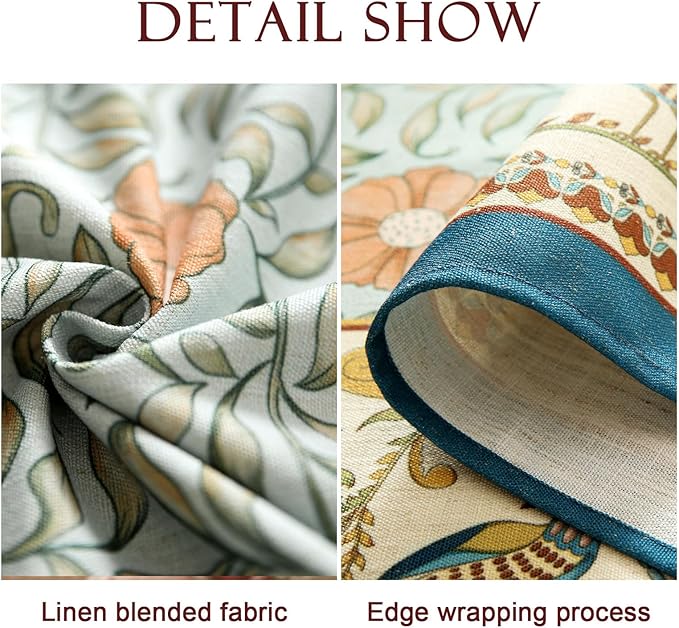 patdrea Designer French Linen Blue Round Table Cloth,Vintage Floral Tablecloth,Colorful Decoration Fall Table Cover Kitchen Dining for Party,Thanksgiving,Christmas,Diameter 55"-Wensel