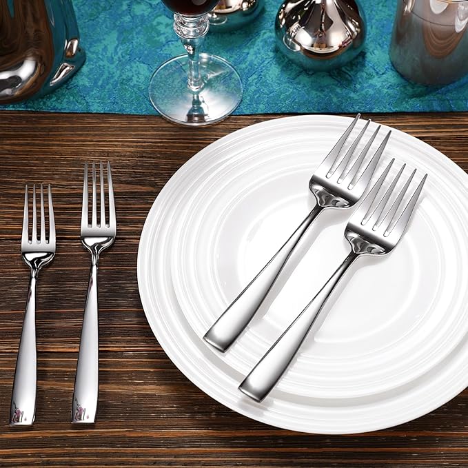 KEAWELL Premium Louis Table Utensils, 18/10 Stainless Steel, Squared Edge, Mirror Finish, Dishwasher Safe (Serving Forks, Set of 2)