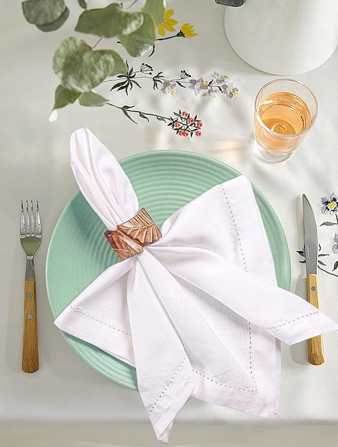 Hausattire Cloth Napkins 12 Pack 20x20 Inches Flax Cotton Washable and Reusable Table Dinner Napkins for Hotel, Restaurant, Weddings,Parties| Absorbent Cloth Napkins Thanksgiving Decor|White