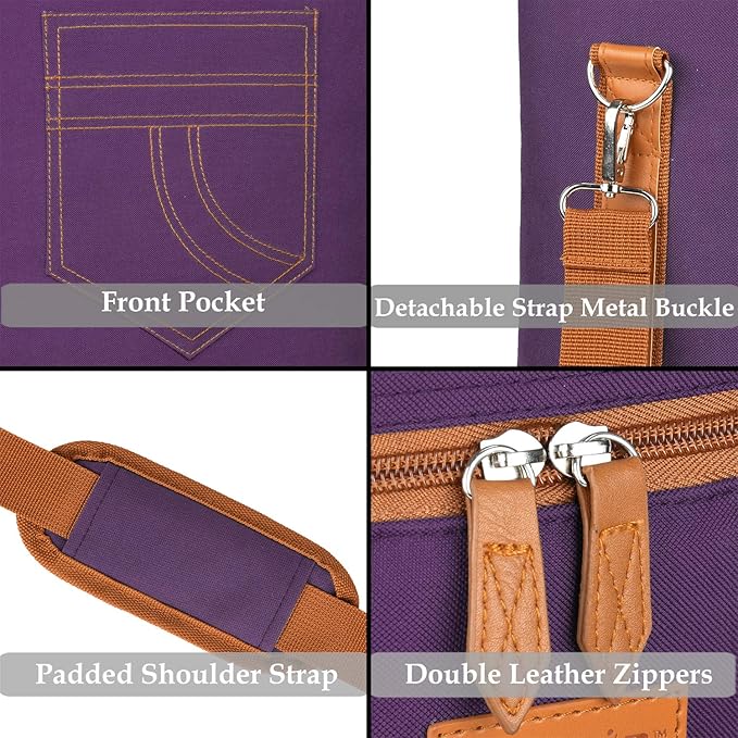 Tirrinia 4 Bottle Wine Gift carrier - Insulated & Padded Portable Wine Carrying Cooler Tote Bag for Travel, BYOB Restaurant, Wine Tasting, Party, Gift for Wine Lovers,Purple