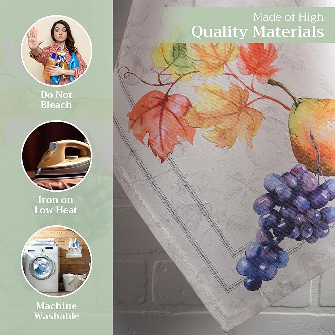 Maison d' Hermine Kitchen Towels Set of 3 100% Cotton 20" x 27.5" Reusable Cloth Tea Dish Towels Absorbent with Hanging Loop for Kitchen Dining Thanksgiving Christmas Decorations (Fruit D'Hiver)