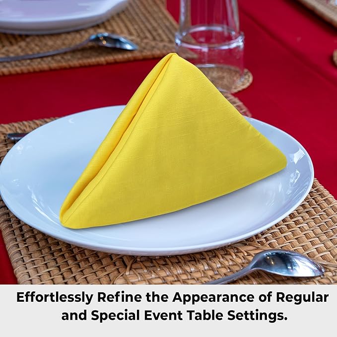 Urban Villa Yellow Napkins Solid Set of 12 Cloth Dinner Napkins Size 20x20 Inches Cloth Napkins 100% Cotton with Mitered Corners Ultra Soft Dinner Napkins